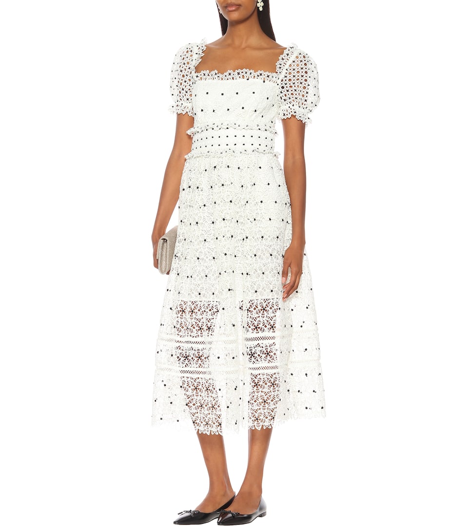 guipure lace midi dress