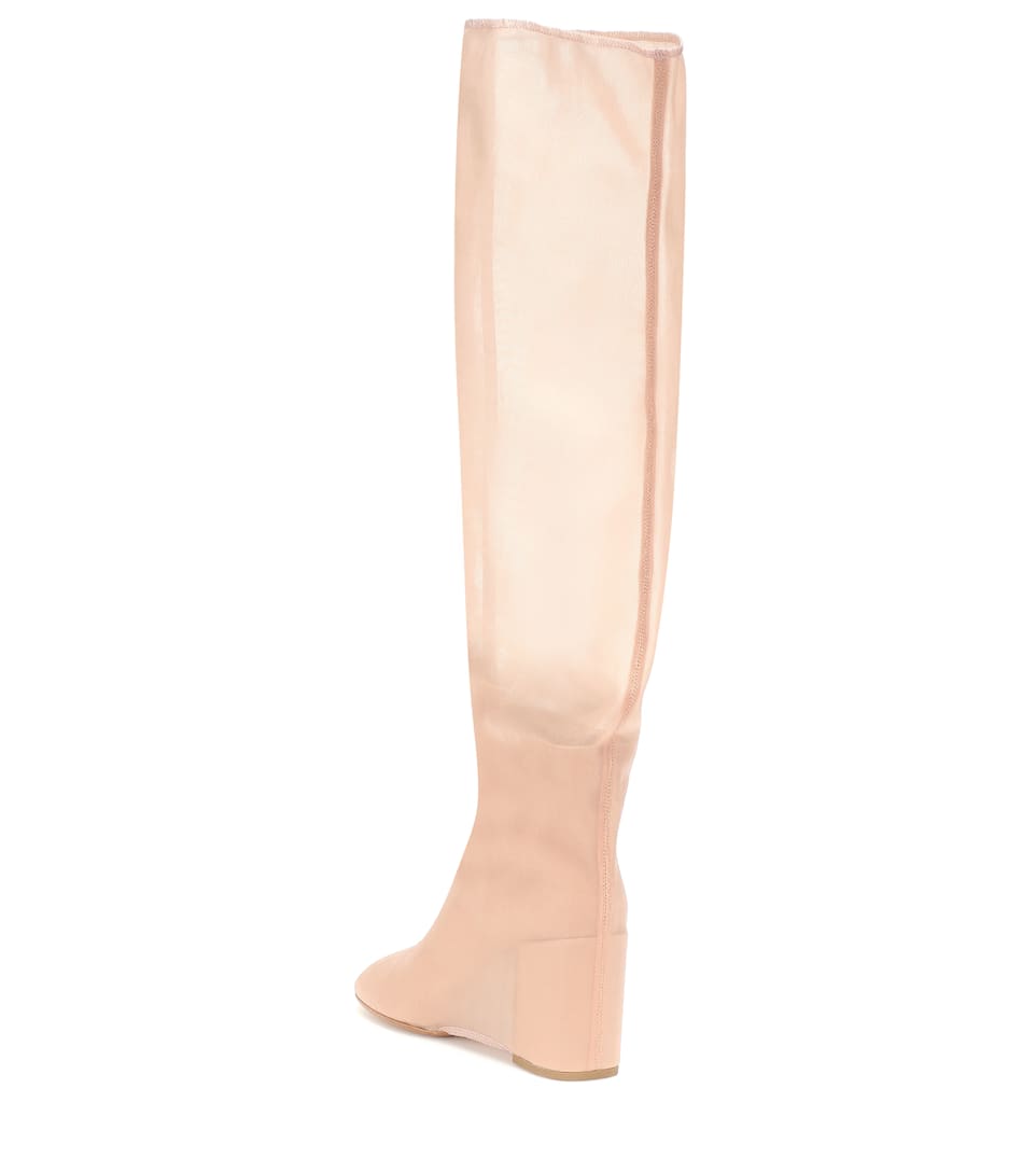 En Maison Margiela Mm6 Résille Bottes Et Cuir WEDHY2I9