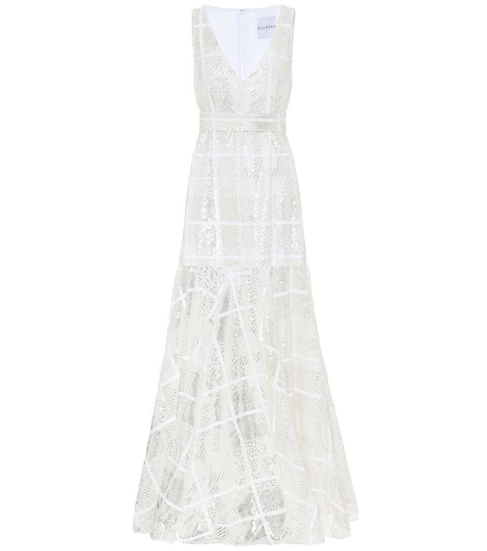 Halpern Abito Lungo A Quadri Con Paillettes Mytheresa