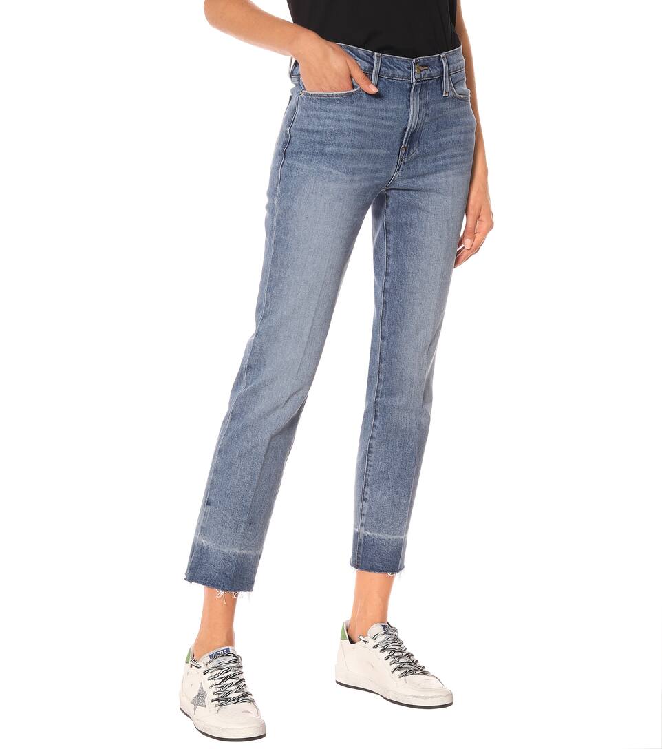 frame le high straight raw edge