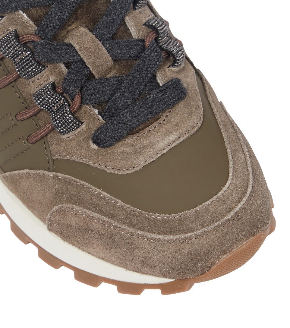 Brunello Cucinelli - Zapatillas de ante y piel adornadas | Mytheresa