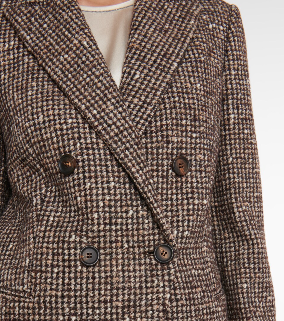 double breasted tweed blazer