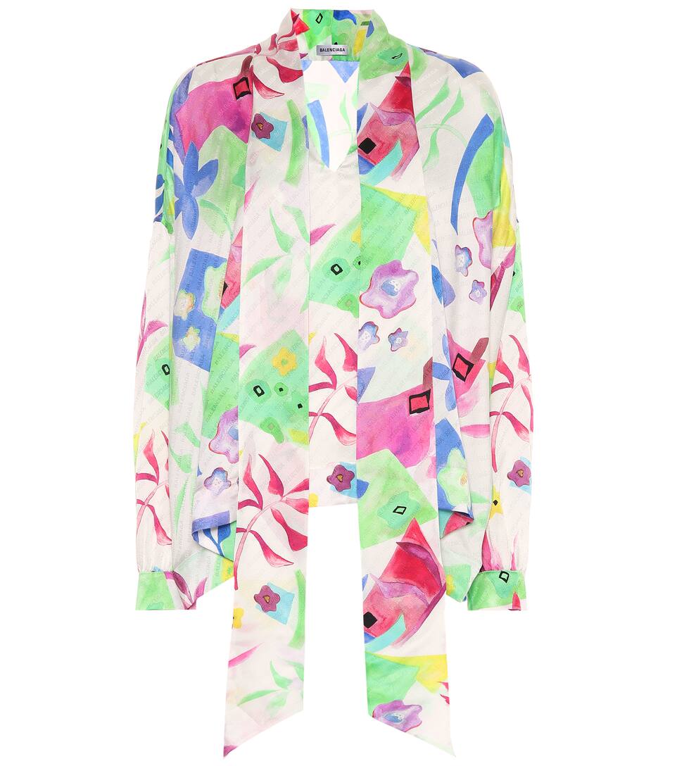 Balenciaga - Printed silk blouse
