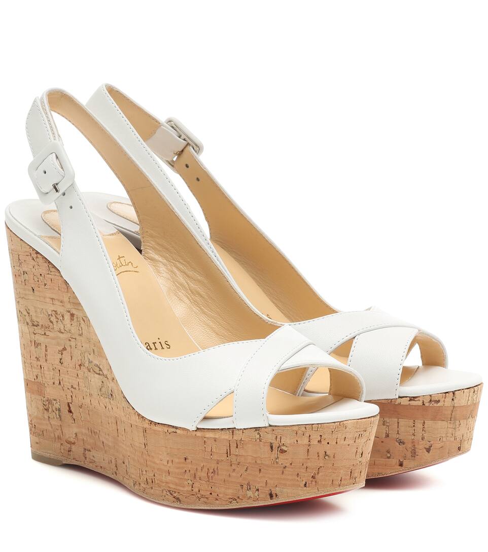 christian louboutin white wedges