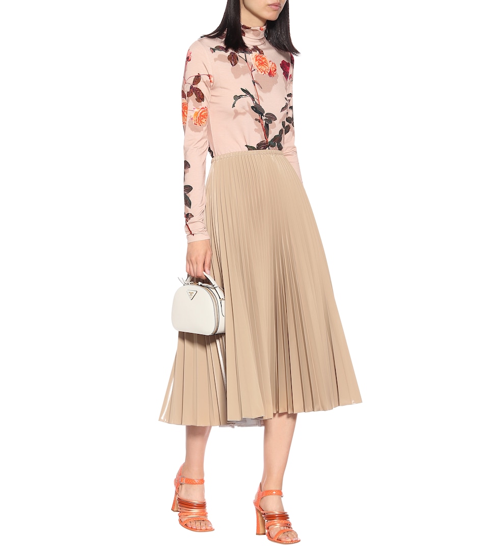 Floral stretch-jersey turtleneck top - 