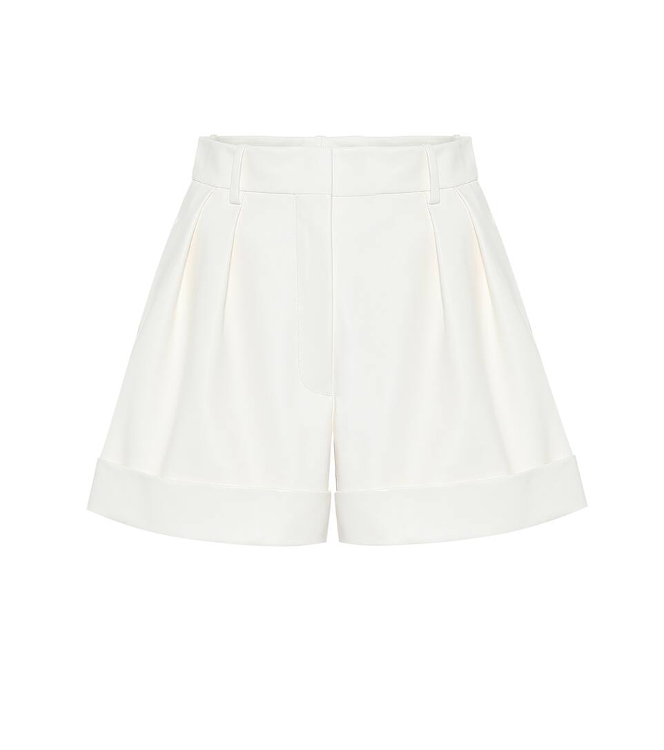 White leather shorts clearance