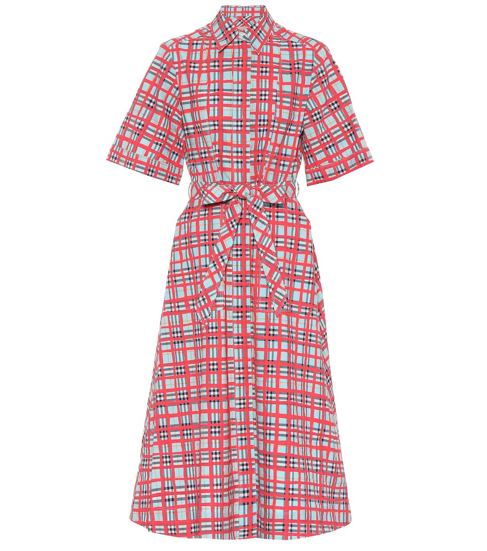 burberry 格纹棉质衬衫裙 in multicoloured