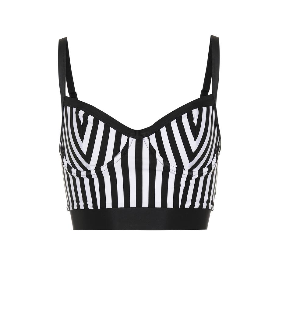 BALMAIN STRIPED BIKINI TOP,P00352192