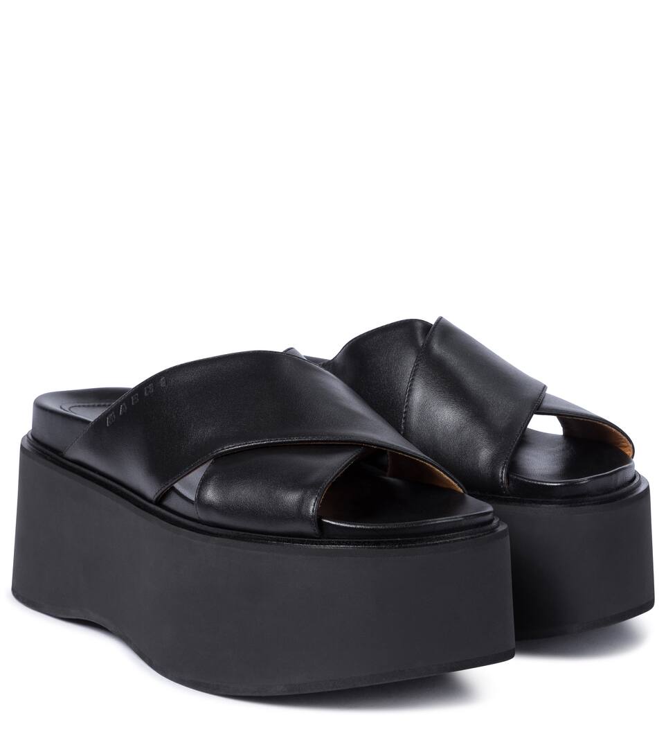 leather platform slides