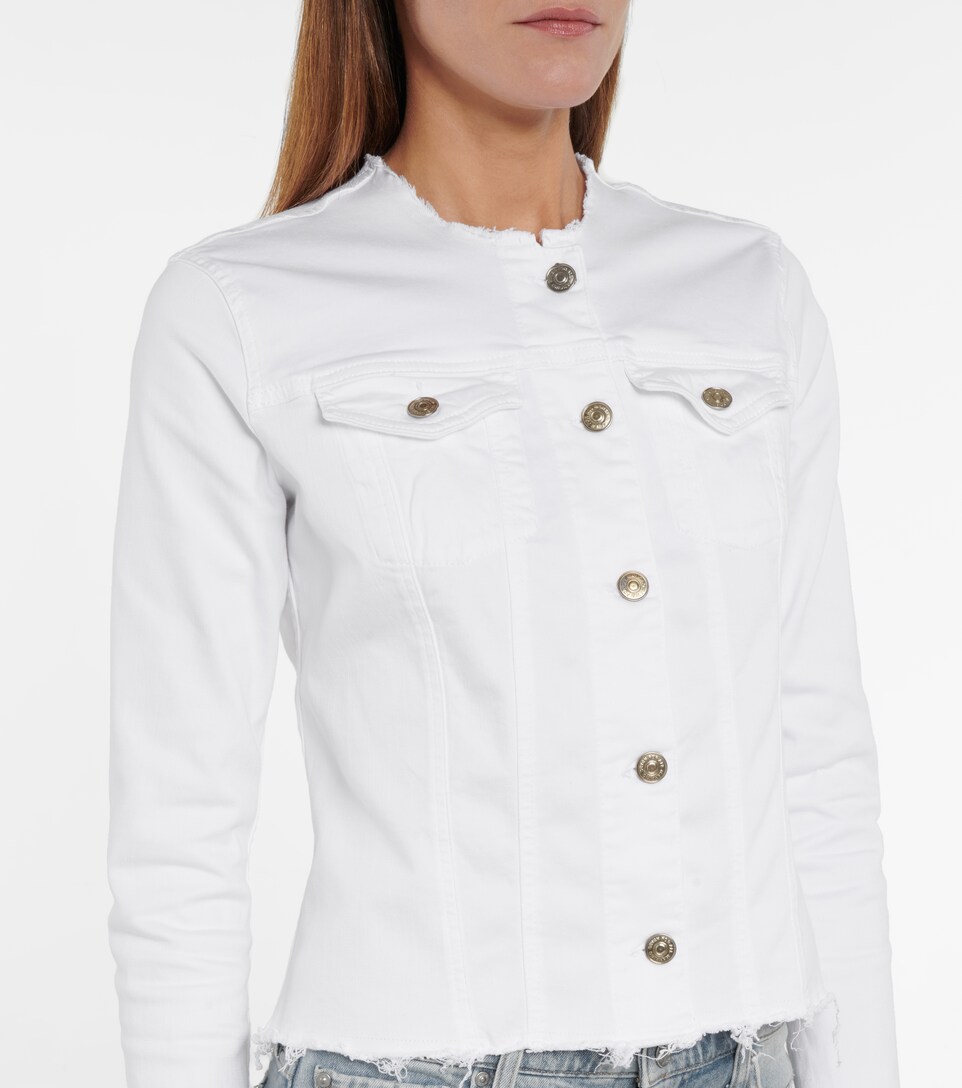 white stretch denim jacket