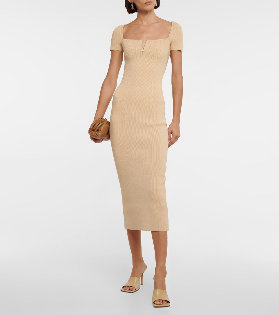 Galvan - Freya ribbed-knit midi dress 