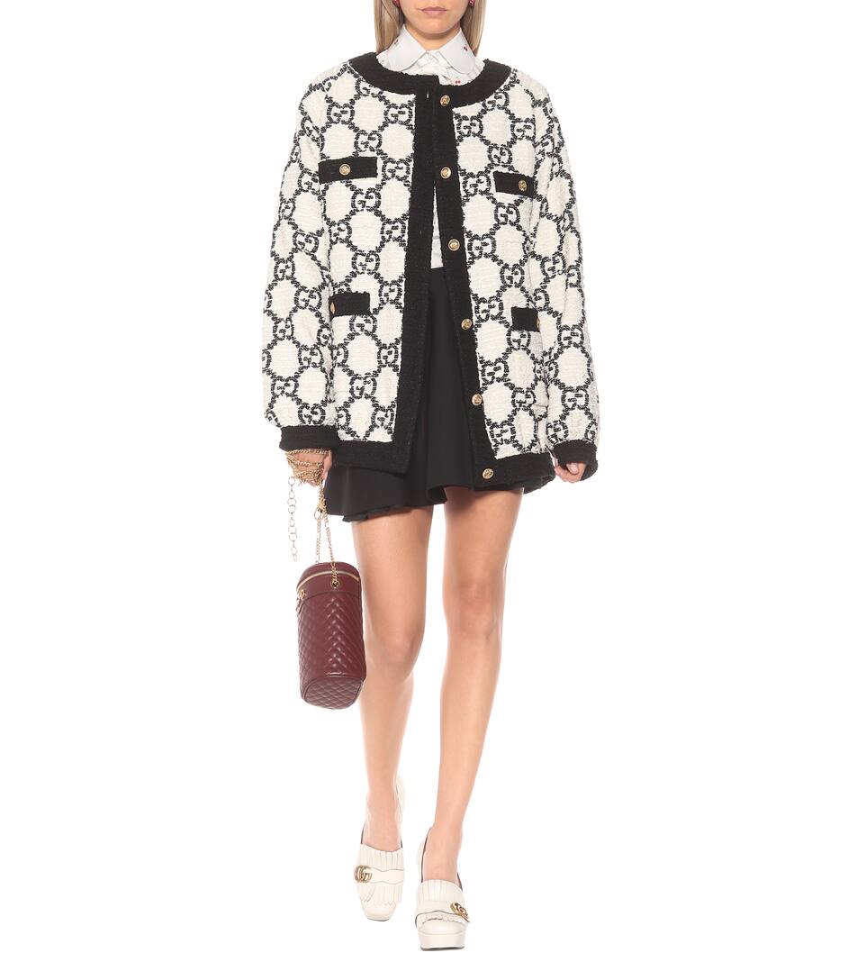 gucci oversized tweed bomber jacket