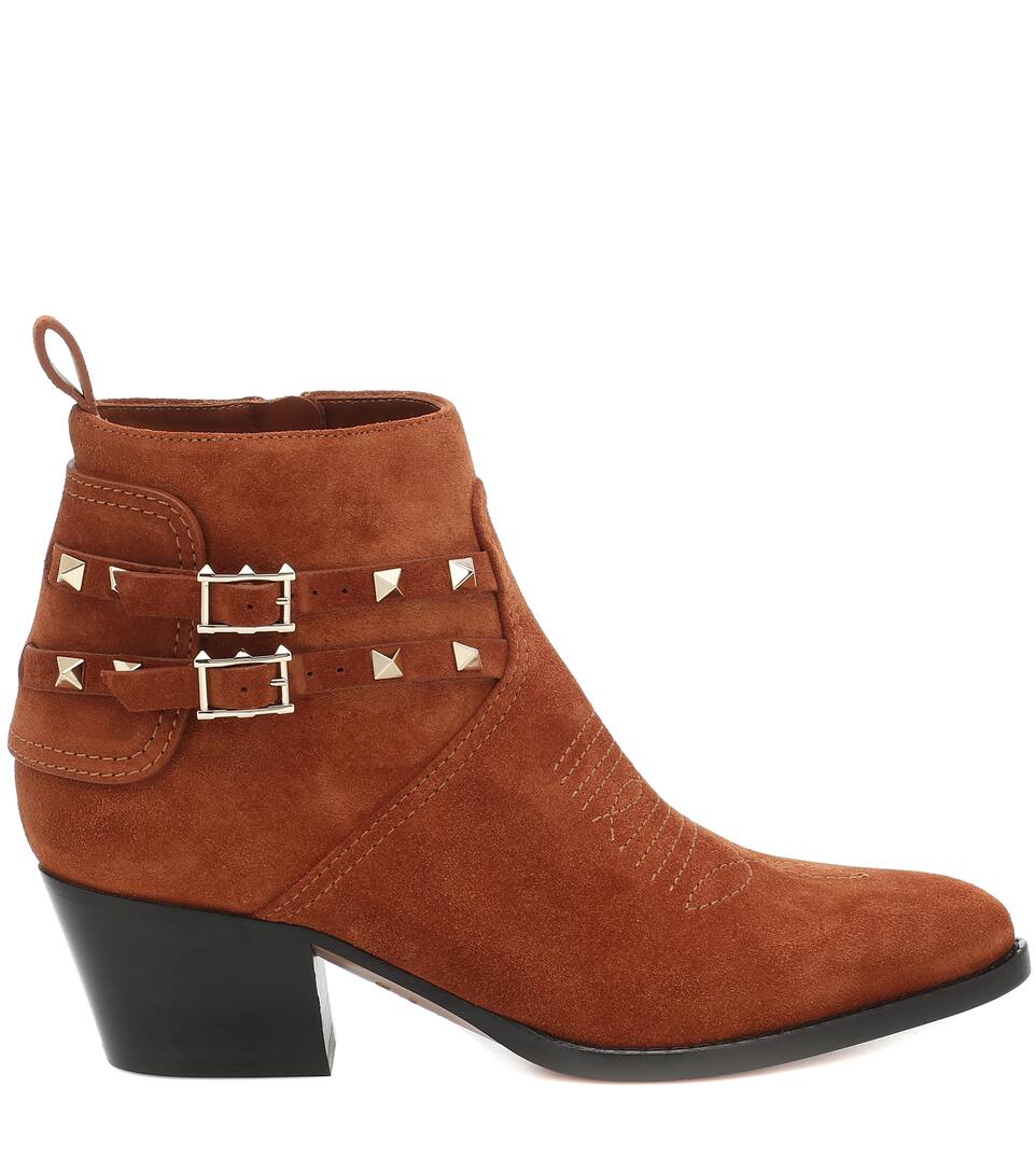 valentino rockstud suede ankle boots