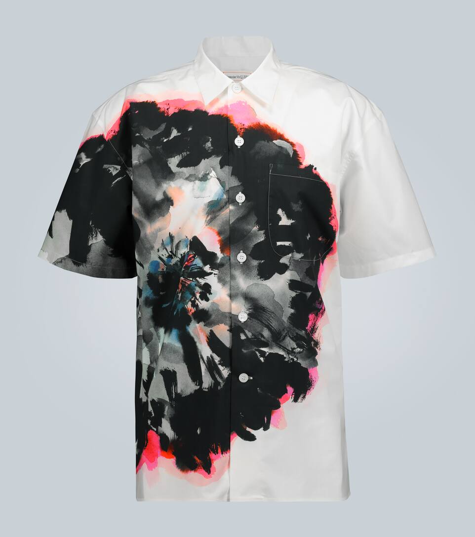 ALEXANDER MCQUEEN INK FLORAL COTTON SHIRT,P00453236