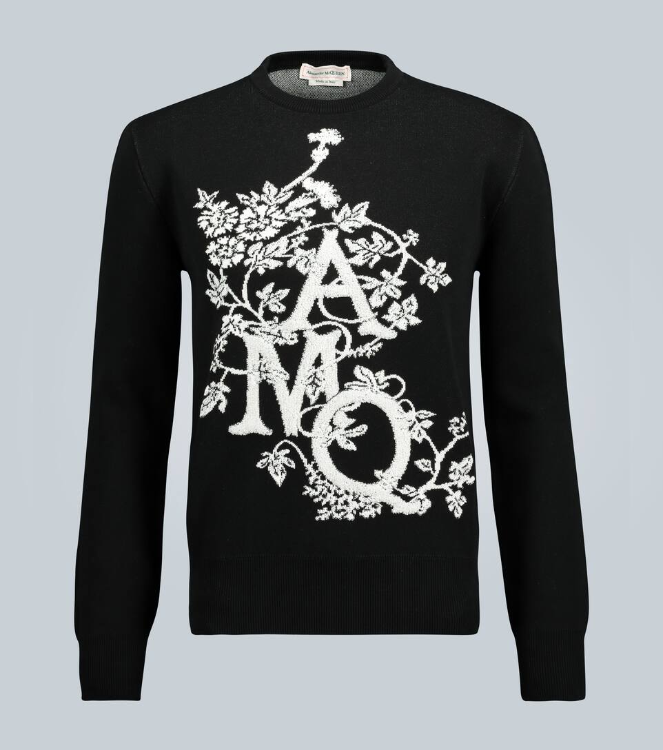 ALEXANDER MCQUEEN IVY MONOGRAM CREWNECK COTTON SWEATER,P00439632