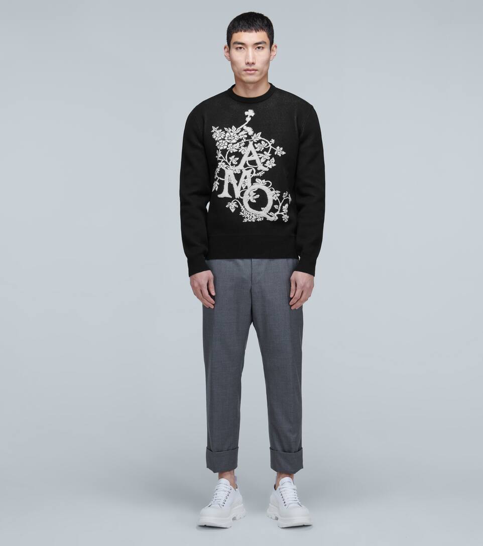 ALEXANDER MCQUEEN IVY MONOGRAM CREWNECK COTTON SWEATER,P00439632