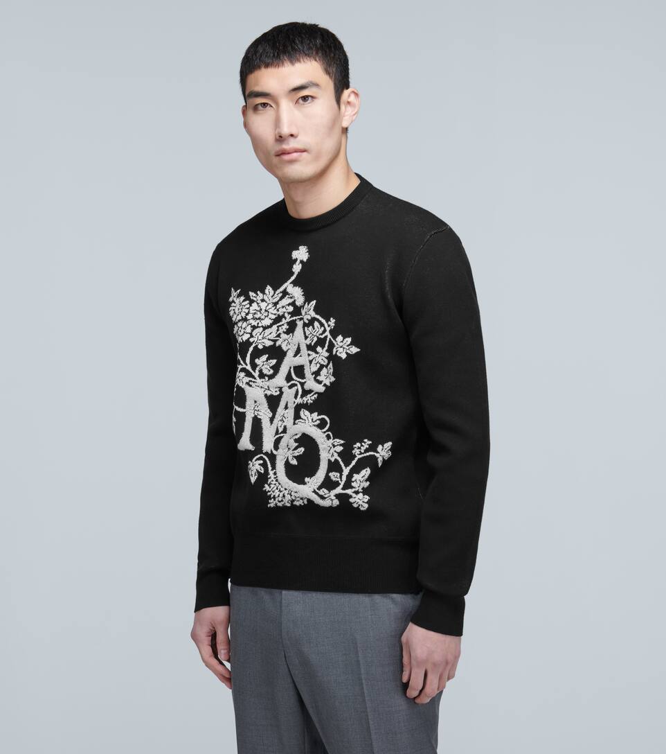ALEXANDER MCQUEEN IVY MONOGRAM CREWNECK COTTON SWEATER,P00439632