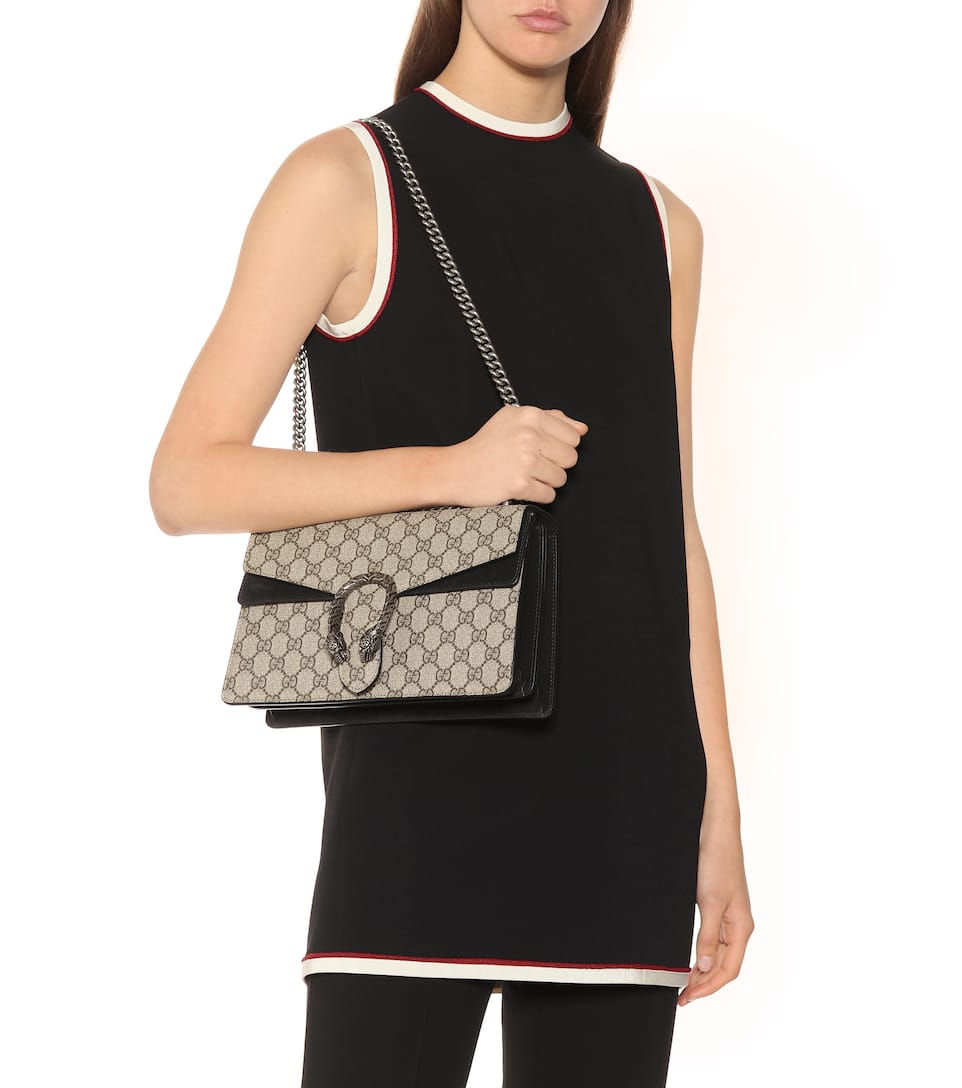 Dionysus Gg Supreme Small Coated Canvas And Suede Shoulder Bag Dionysus Gg Supreme Small Shoulder Bag Gucci