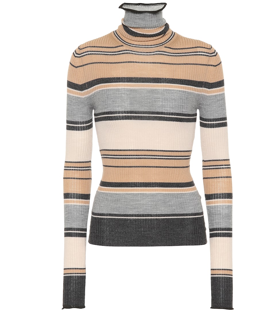 Striped wool turtleneck sweater