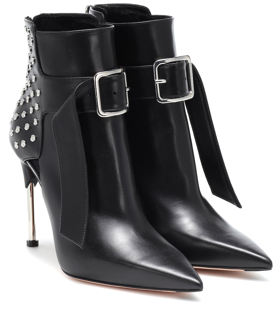 Verzierte Ankle Boots Aus Leder Alexander McQueen | Mytheresa Abschluss Geschenk Damen Schuhe Pumps Ankelboots Designer