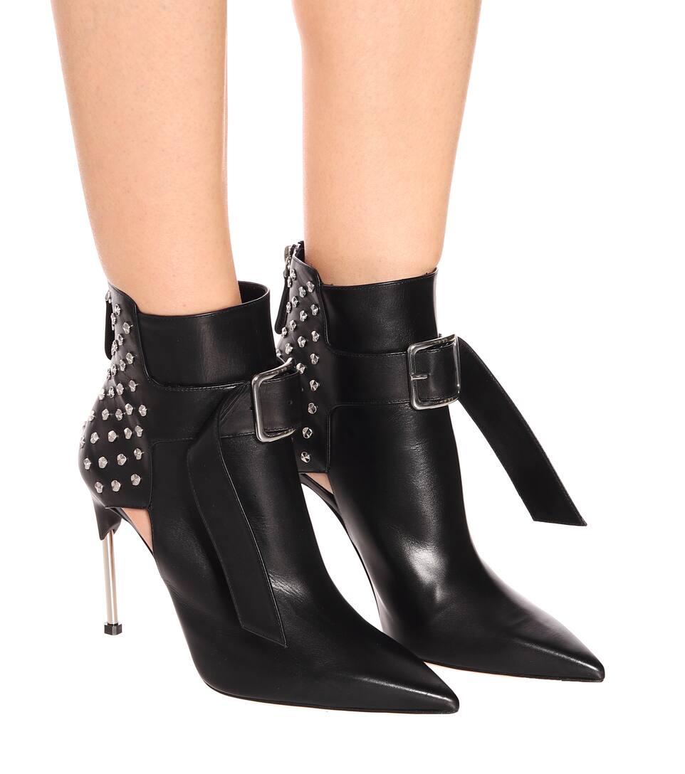 Verzierte Ankle Boots Aus Leder Alexander McQueen | Mytheresa Abschluss Geschenk Damen Schuhe Pumps Ankelboots Designer