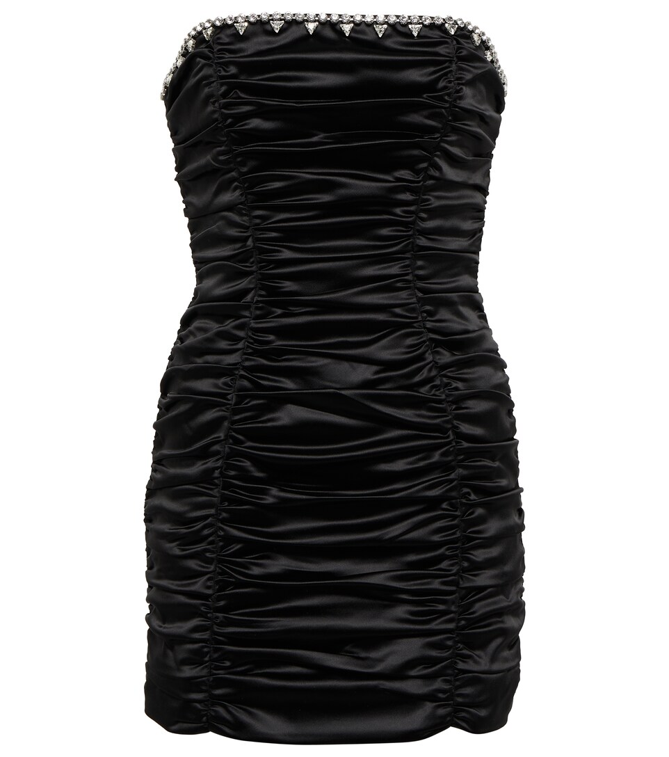 Crystal-embellished satin minidress 