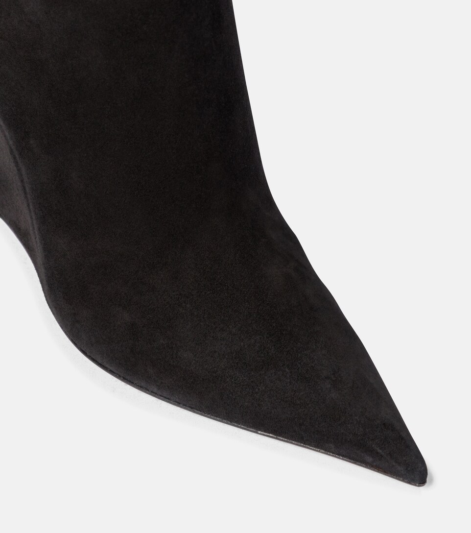 Amina Muaddi, Pernille Suede Ankle Boots, Women, Black, US 9.5, Ankle Boots, Leather