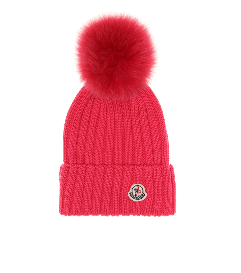 Moncler - Fur-trimmed wool beanie