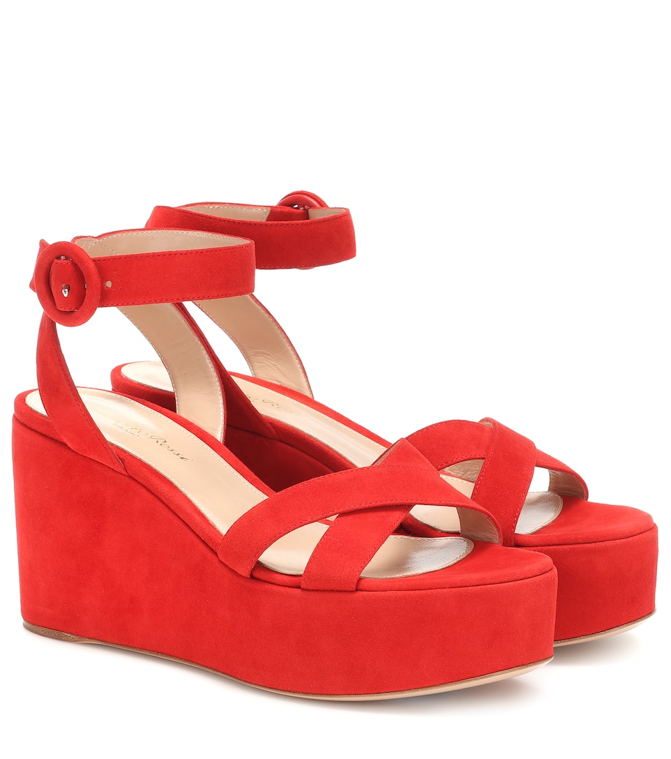 Gianvito Rossi Sandales En Daim Billie Compensées pSqUMzV