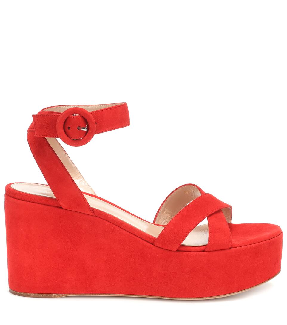 Gianvito Rossi Sandales En Daim Billie Compensées pSqUMzV