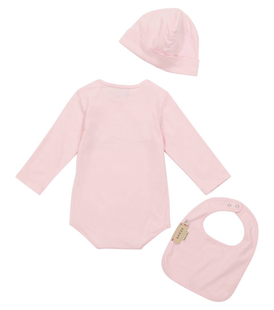 Gucci Kids Baby Logo Cotton Bodysuit Hat And Bib Set Mytheresa