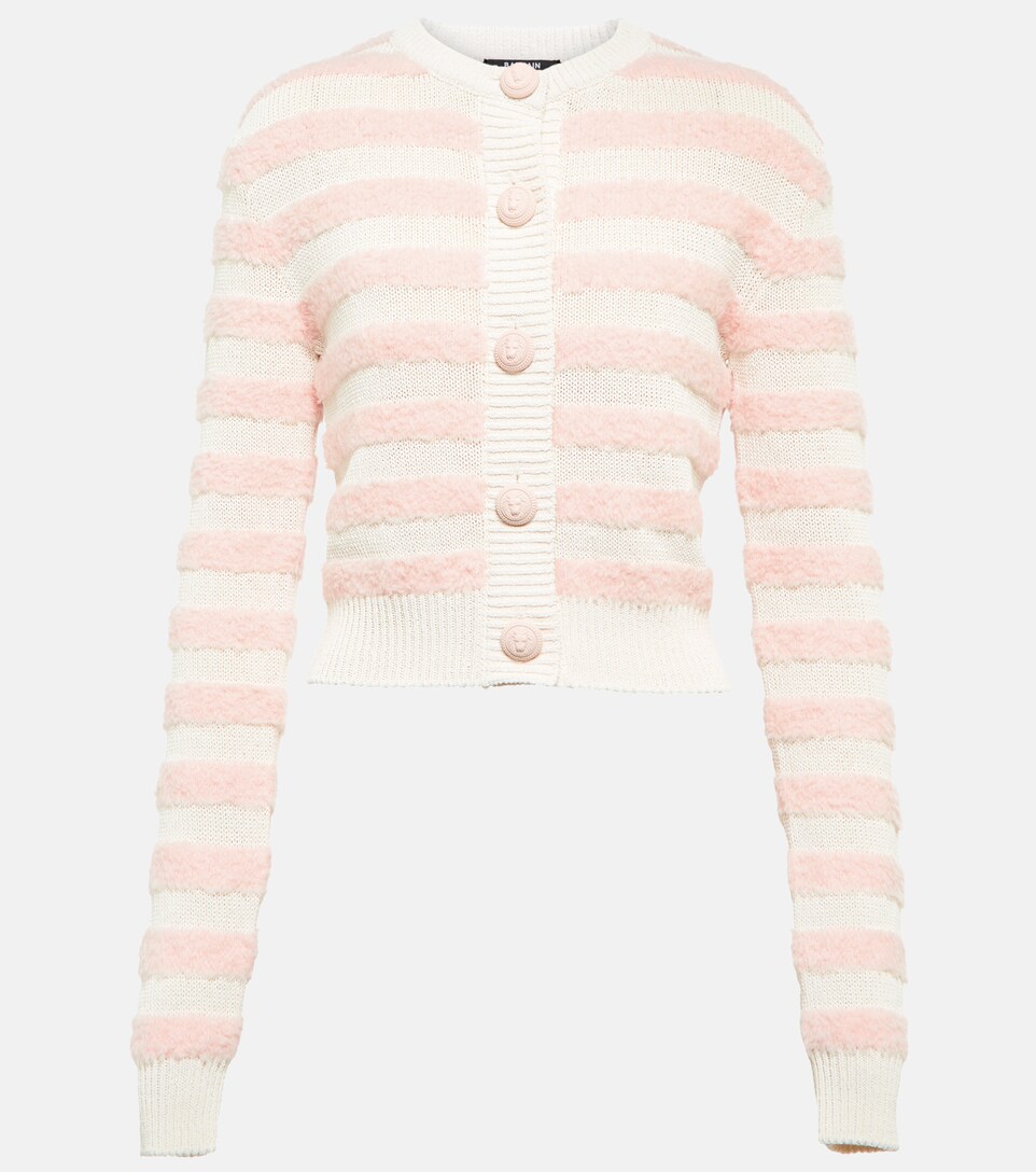 Balmain - Striped wool-blend cardigan 