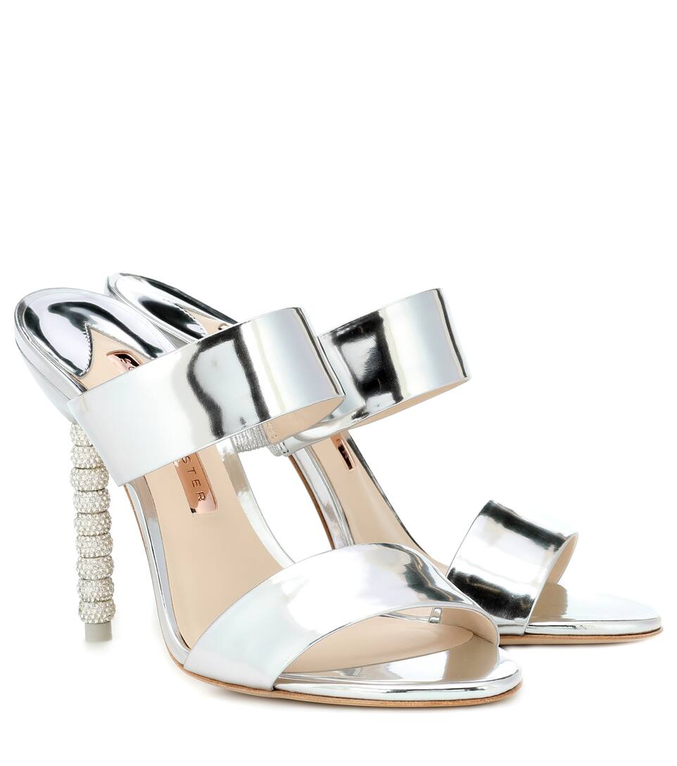 silver leather mules