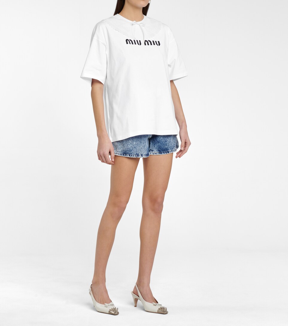 Miu Miu - Embroidered-collar cotton T 