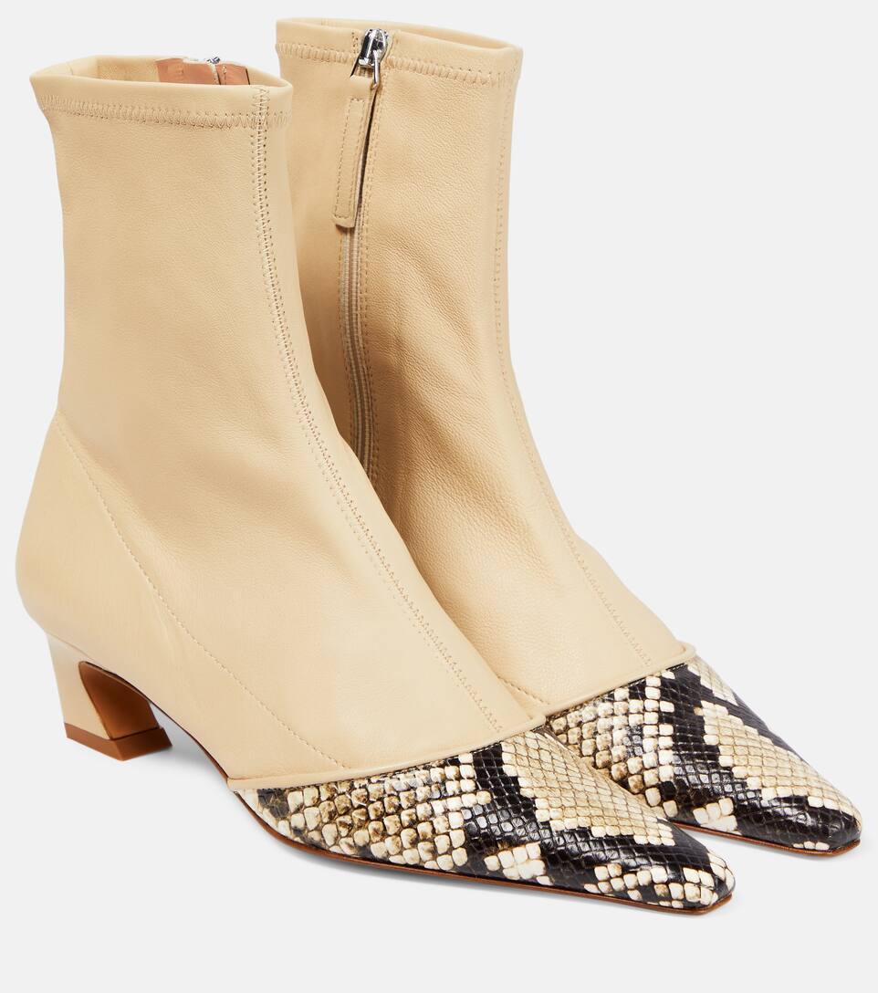 undefined | Bano snake-effect leather ankle boots