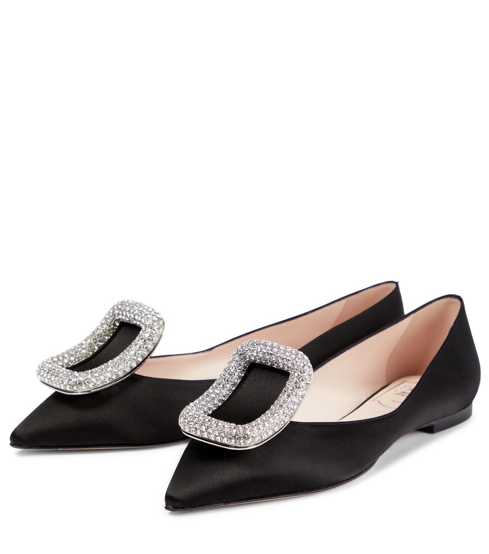 Roger Vivier Viv Choc Embellished Satin Ballet Flats Mytheresa