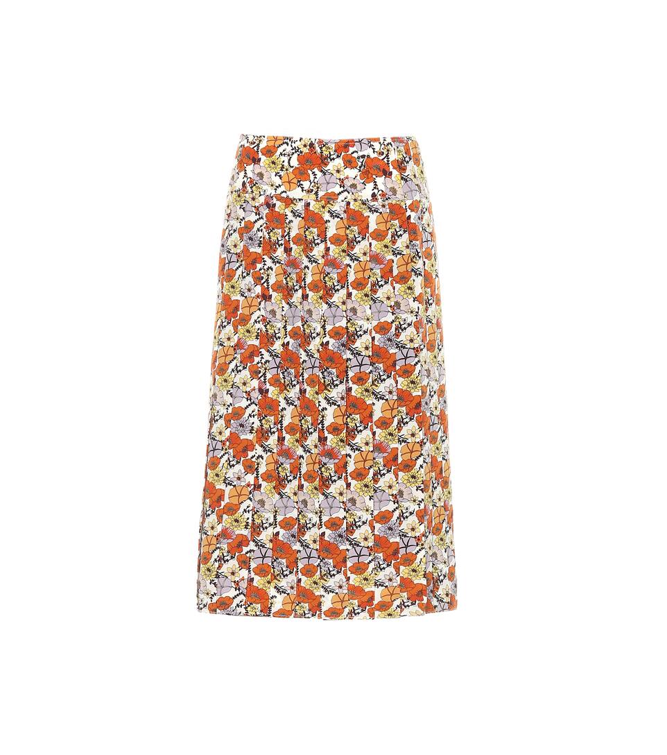 Pleated floral silk skirt - 