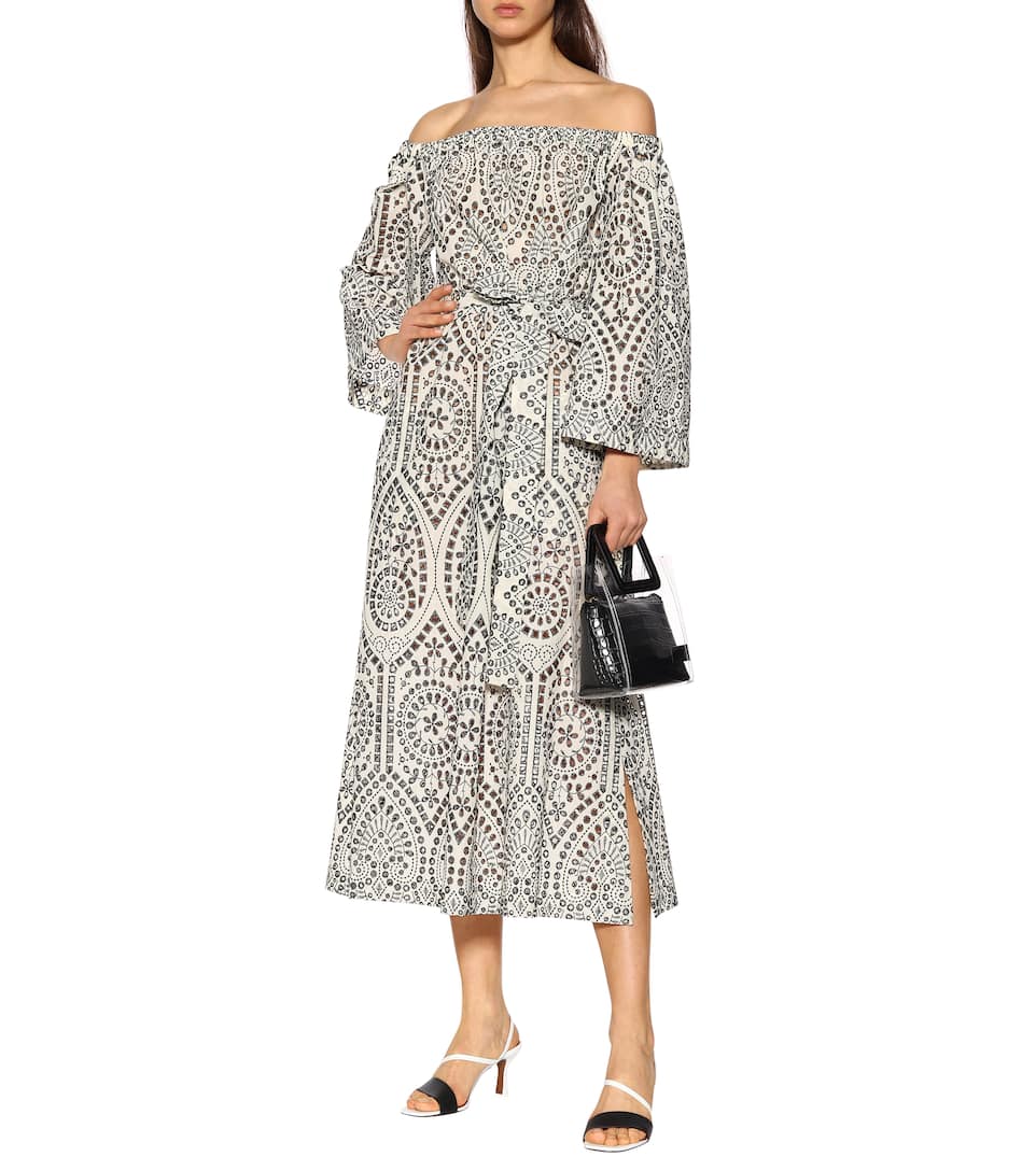 Midi Lisa Marie Fernandez Cotone In Abito Ricami Con vN80nOmw