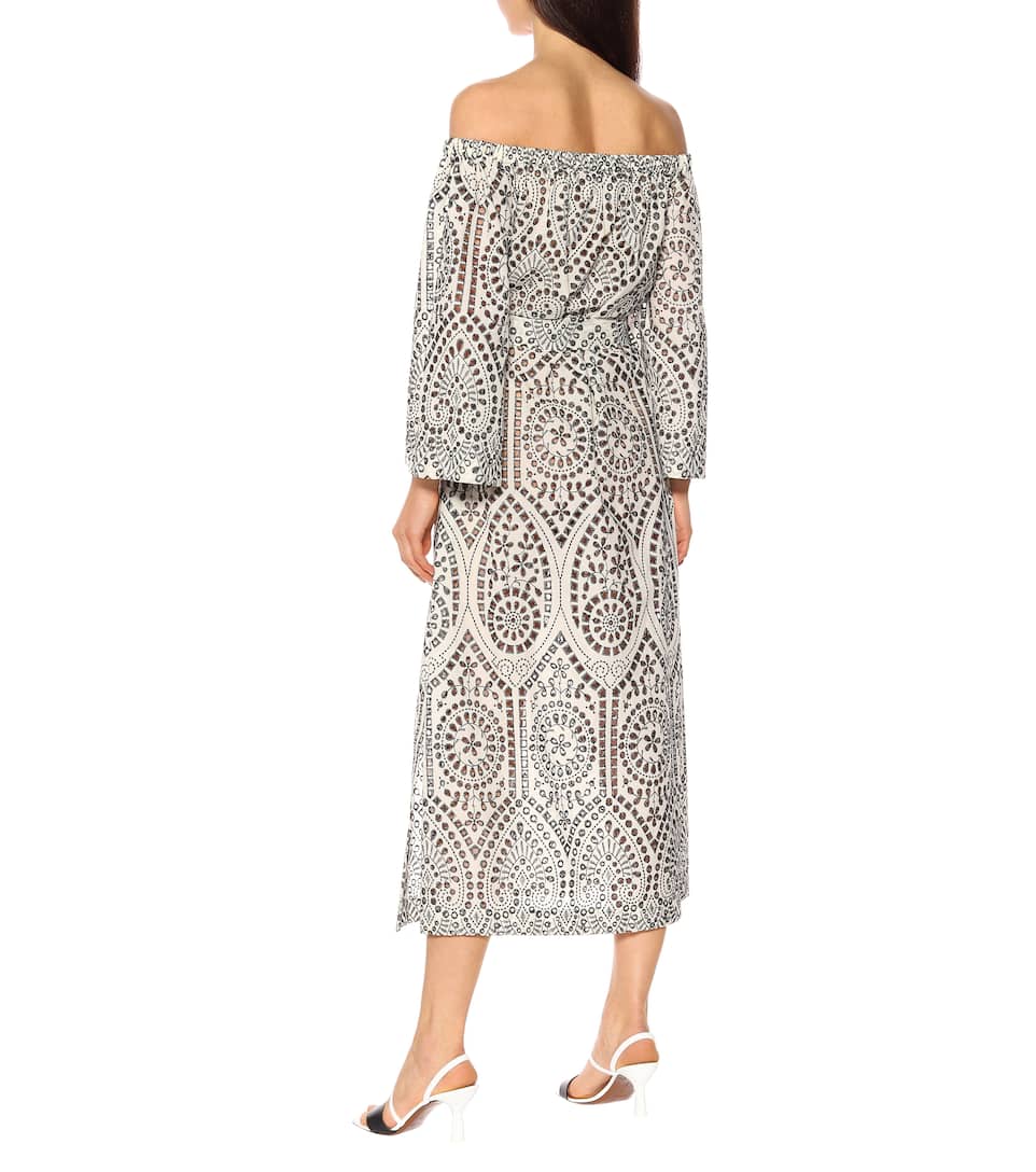 Midi Lisa Marie Fernandez Cotone In Abito Ricami Con vN80nOmw