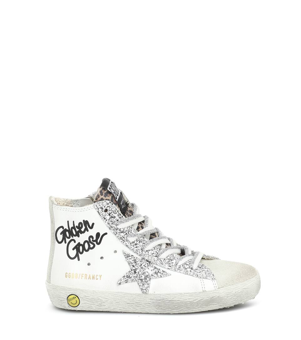 white golden sneakers