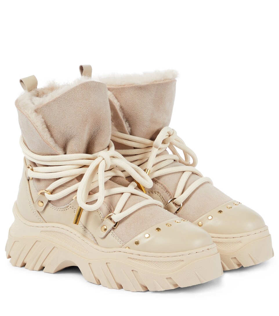 Leather and suede hiking boots 