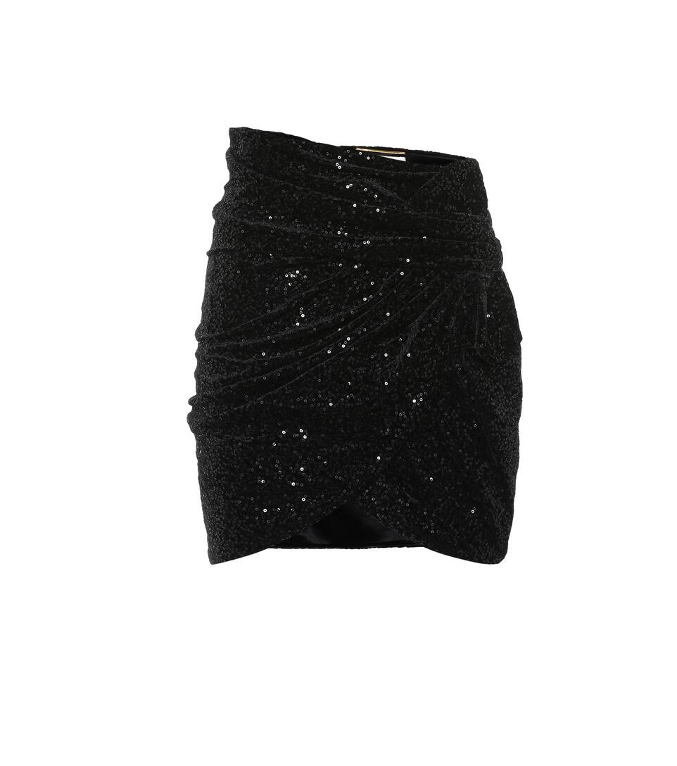 À Sequins Portefeuille Mini Velours jupe En Saint Laurent 6vbgYyf7