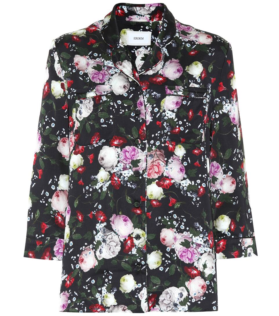 Erdem Ray Floral Satin Pajama Top Mytheresa Erdem moralioglu was at chatsworth house in derbyshire for the grandly glamorous opening of the house style exhibition.