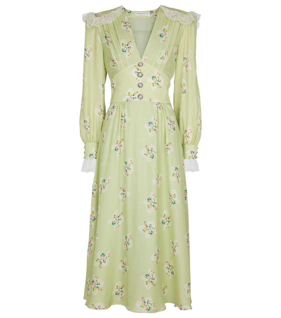 Floral silk midi dress clearance