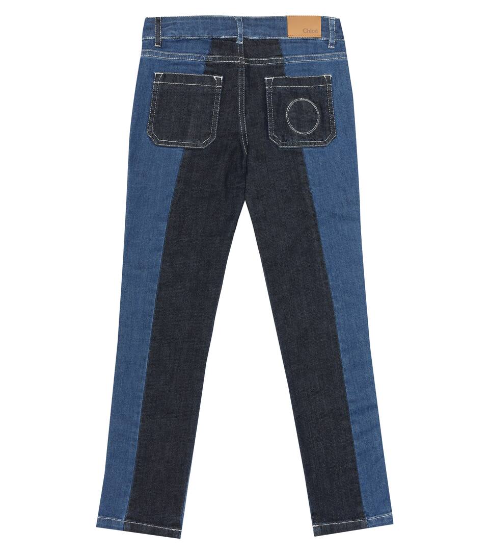 two tone zipper jeans