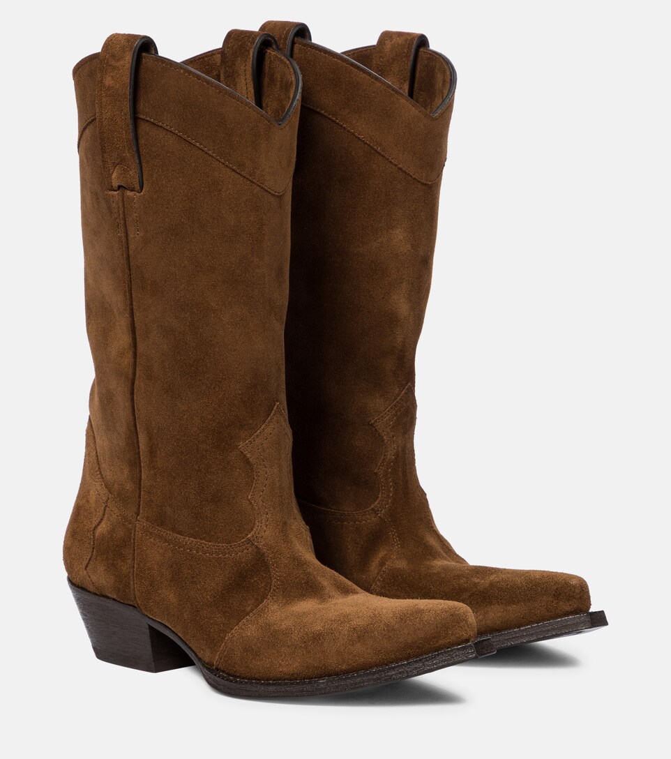 Saint Laurent Lukas Western Suede Boots - Brown - Mid-Calf Boots