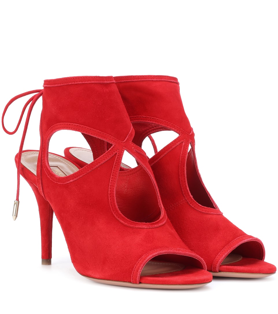 Click to view more detailed imagery on our partner's website Aquazzura Sexy Thing Cutout Suede Sandals In Red