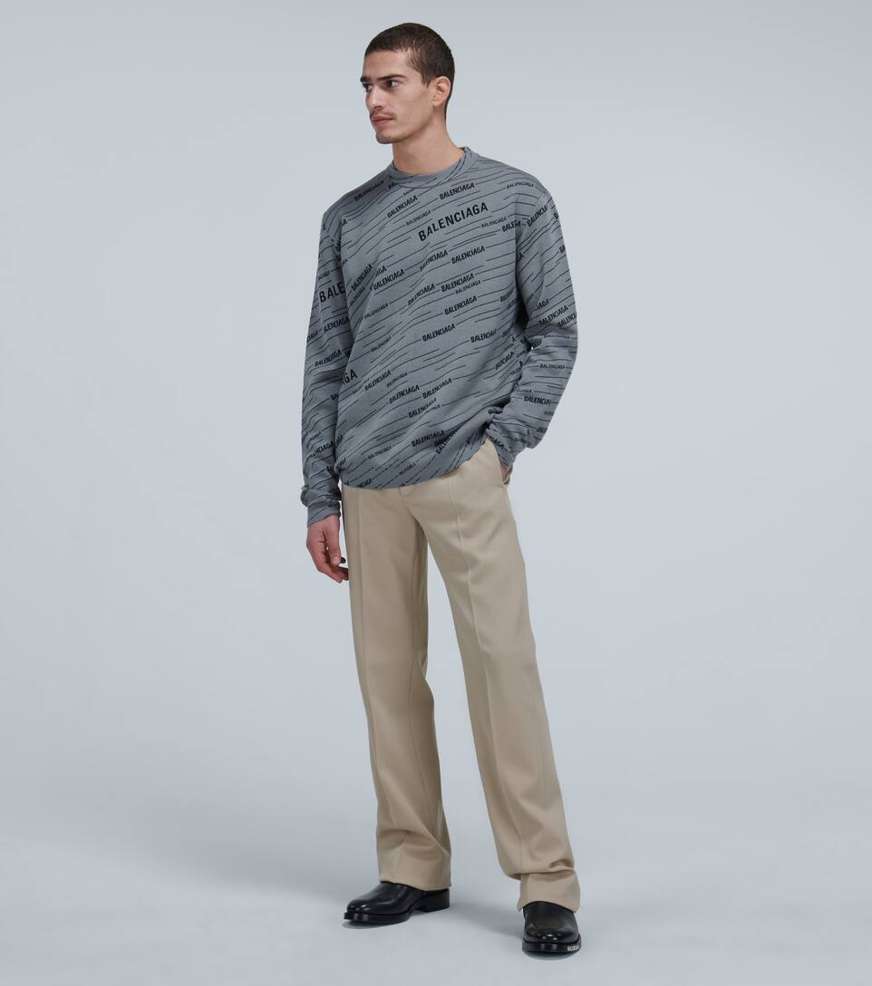 BALENCIAGA DIAGONAL LOGO CREWNECK SWEATER,P00444266