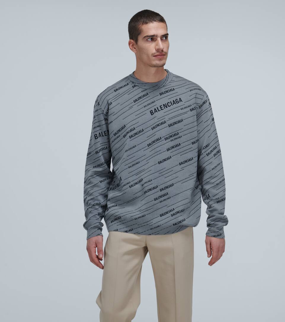 BALENCIAGA DIAGONAL LOGO CREWNECK SWEATER,P00444266