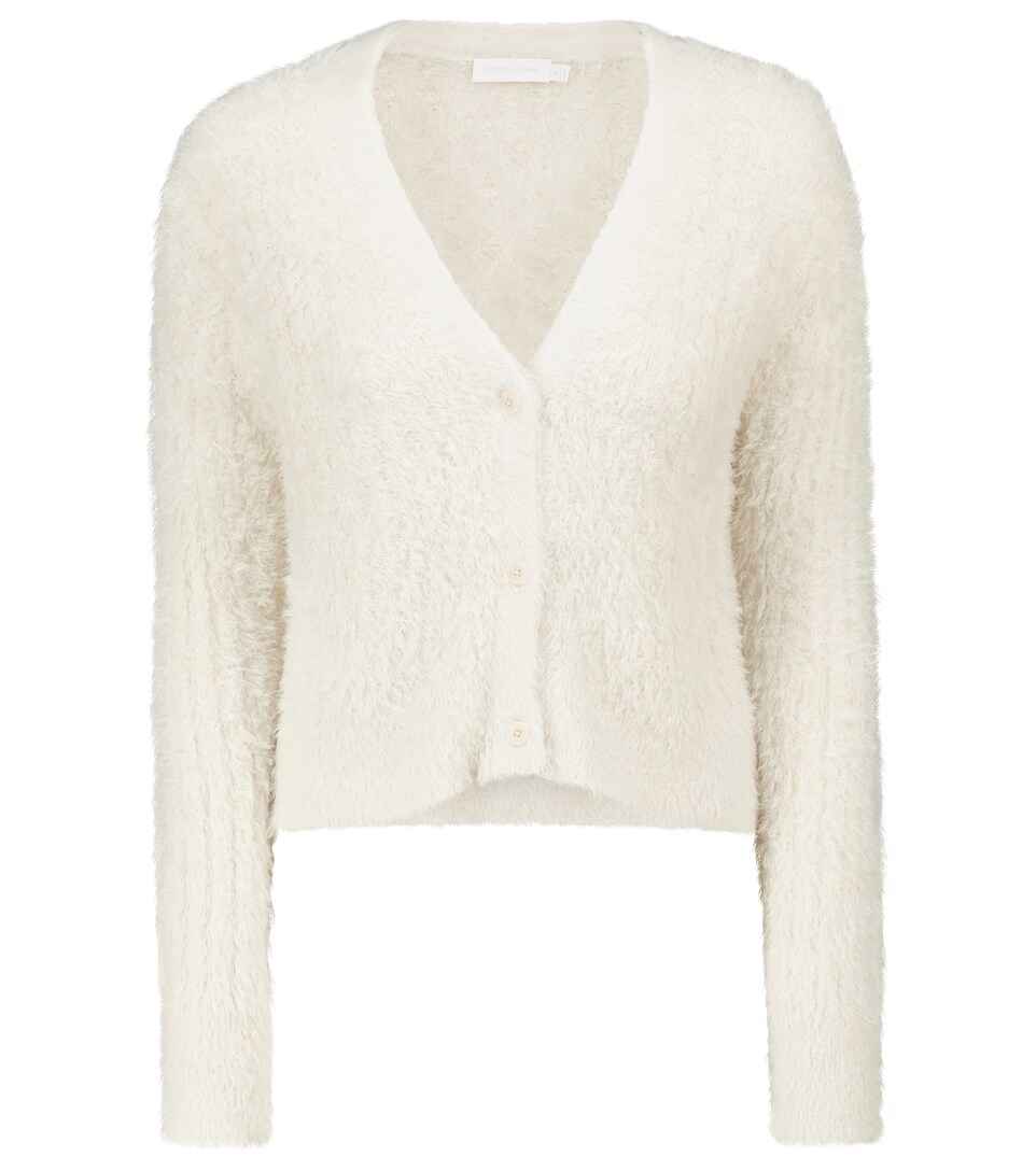 Jonathan Simkhai, Maya Ribbed-Knit Cropped Cardigan, Women, White, XL, Knitwear, Materialmix
